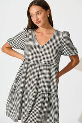 Black Gingham Smock Dress by Neveen